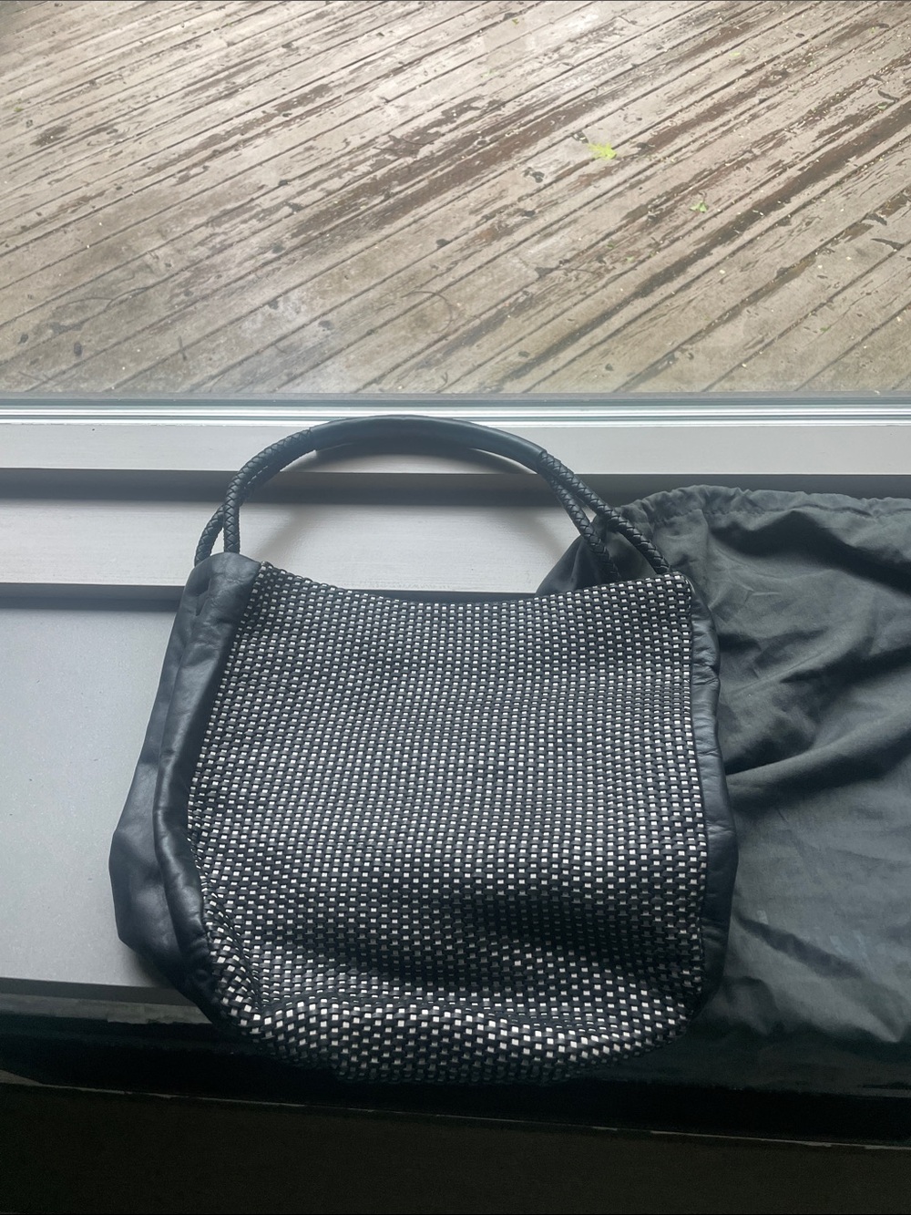 Black Woven Shoulder Bag - Classic Women's Hobo